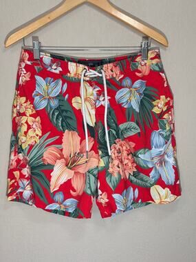 Abercrombie & Fitch men’s swim trunks vibrant Hawaiian floral print SZ 30